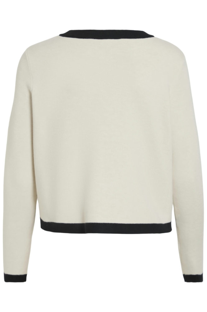 VICASSIE L/S TWILL KNIT CARDIGAN 14107344 Super Light Nat/BLACK CONT
